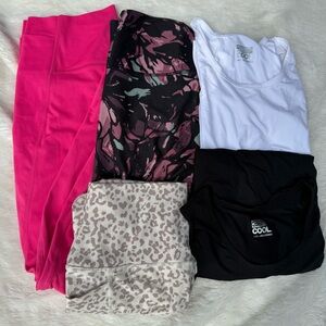 Women’s size M Activewear Bundle leggings shorts tops multi color
